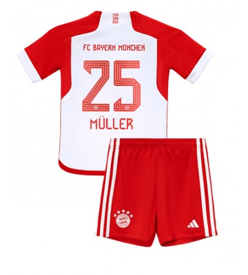 Bayern Munich Thomas Muller #25 Koti Pelipaita Lasten 2023-24 Lyhyet Hihat (+ Lyhyet housut)